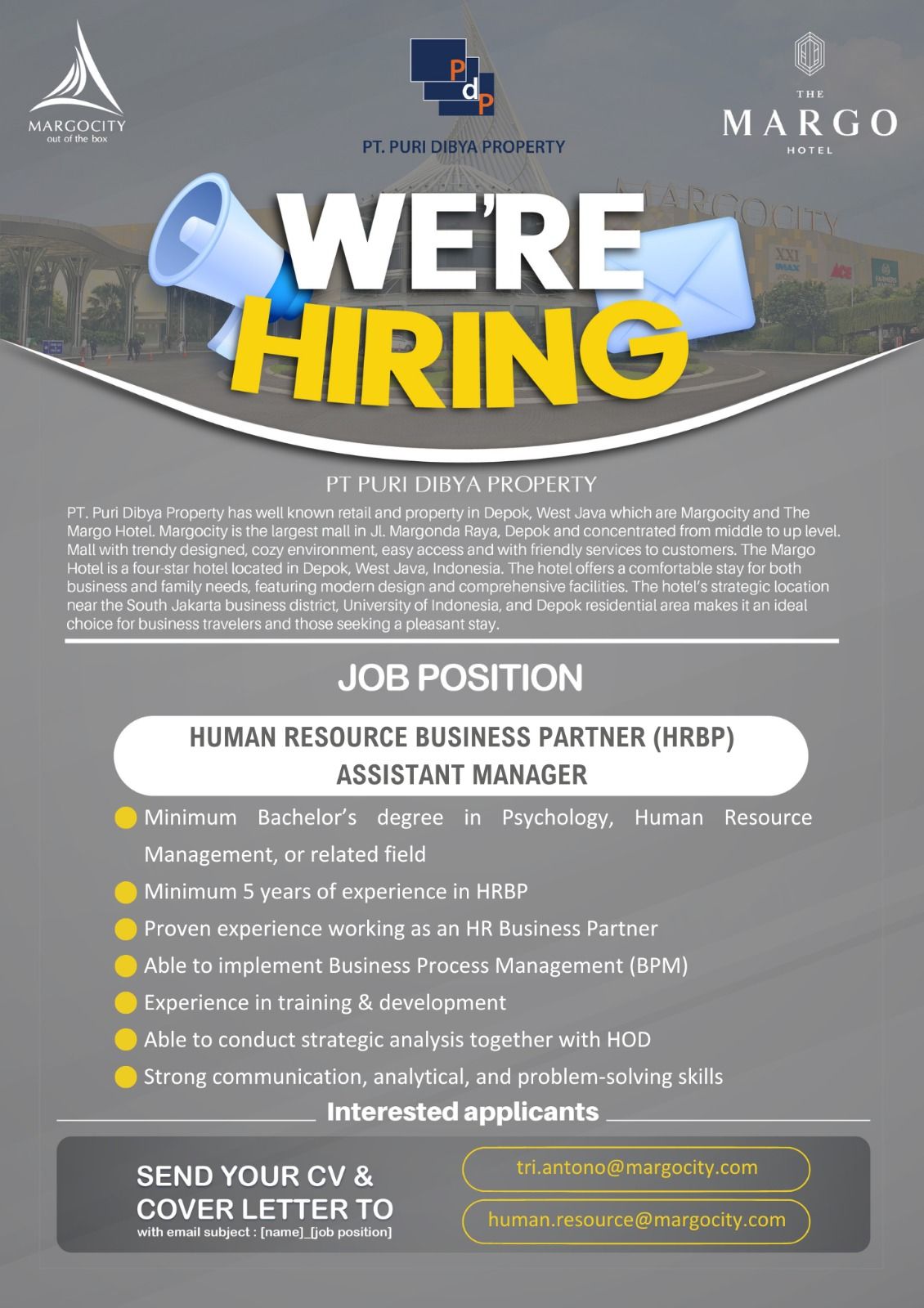 Human Resource Business Partner (HRBP) Assistant Manager